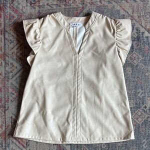 THML faux leather flutter sleeve tank